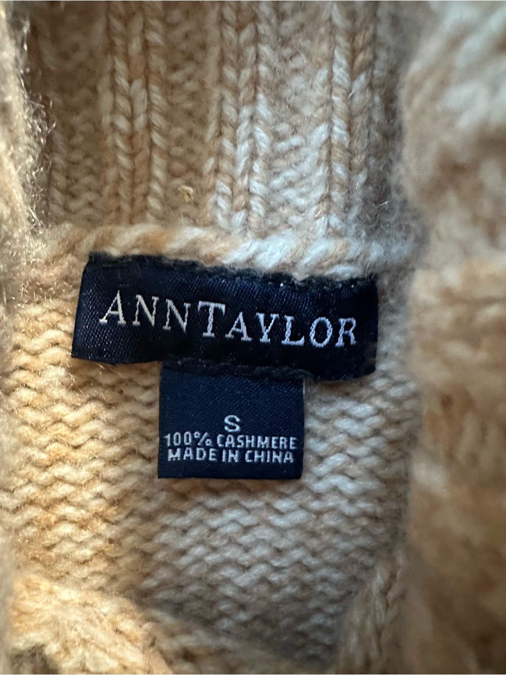 Ann Taylor Cream Cashmere Turtleneck Sweater